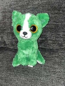 Ty Beanie Boos 6” Dill the Chihuahua Dog Green White Plush 2015 No Ear Tag Pup - Picture 1 of 4
