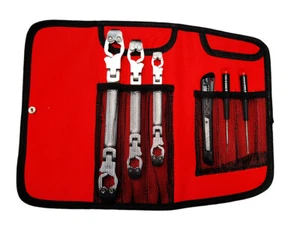 Dual Flex Ratchet Action Flare Nut Brake Pipe Wrench Imperial SAE 7/16"-3/4" 3pc - Picture 1 of 7