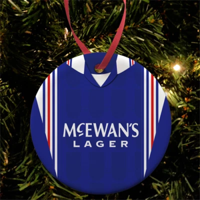 VECTOR HEROES Rangers 1996 Retro Home Shirt Christmas Tree Decoration Bauble Flat Ceramic