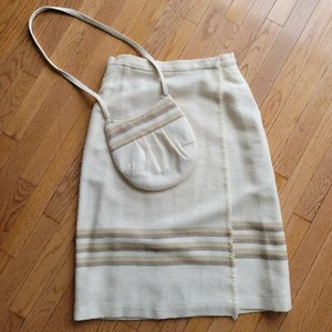 Vintage 70s MAXI wrap skirt & Purse Tissage AU TERROIR Hand Loomed Quebec Canada - Picture 1 of 24