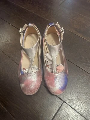 Venettini Girls Size 31 (US 12.5) Girls Leather Multi-color T-strap Dress Shoe - Image 1 of 3