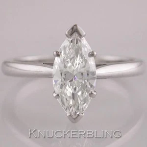 Diamant Ring Marquise Form 1,27ct zertifiziert F SI1 Exc Exc in 18kt Weißgold - Bild 1 von 1
