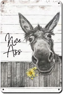 Funny Donkey Sunflower Bathroom Signs Metal Wall Decor Tin Sign 8X12 Inch - Picture 1 of 12