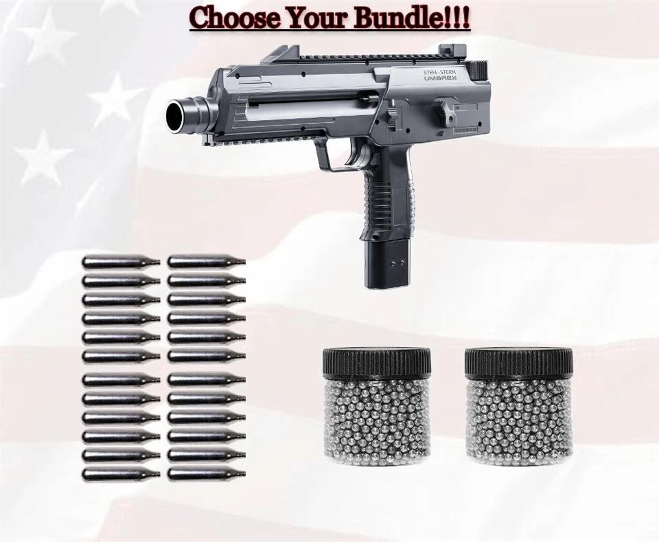 Pistola de aire comprimido Umarex 2252155 Steel Storm 6 disparos ráfaga automática .177 CO2 BB con opciones de paquete Foto 1 de 1