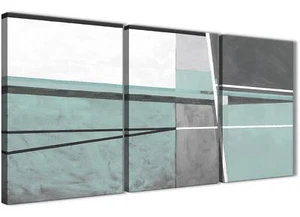 3 Stück Entenei blau grau Gemälde Küche Leinwandbild - Abstrakt 3396 - 126 cm - Bild 1 von 5