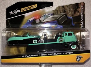 Maisto Design Elite Transport COE Flatbed/1950 MERCURY CUSTOM GREEN/BLACK NEW - Picture 1 of 3
