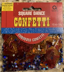 Square Dance Party Confetti Cowboy Boots Stars NEW 1/2 Ounce