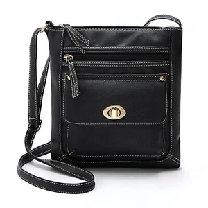 Sacs à bandoulière pour femmes Mode rétro solide fermeture croix Noir - Imagen 1 de 6