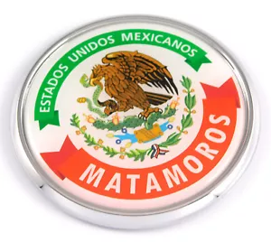 Matamoros Mexico Mexican State 2.75" Car Chrome Round Emblem Decal 3D badge - Foto 1 di 6