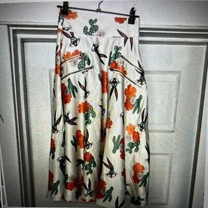 Looney Tunes Unique Vintage Womens XS (2) Bugs Bunny Cactus Floral Swing Skirt - Picture 1 of 9