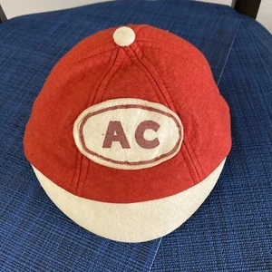 Antique Vtg Arkansas AC Red White Wool 6 Panel Short Brim Baseball Cap Hat Girls - Picture 1 of 8