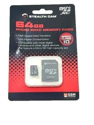 GSM Outdoors Stealth Cam Memory Card 64GB SDXC MicroSD MicroSDHC MicroSDXC NEW. - Image 1 of 3