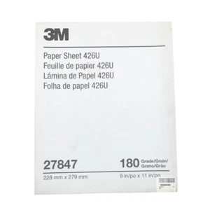 3M 27847 426U Coated Silicon 9" X 11" Sheet 180 Grit Carbide Sandpaper 100-Pack - Picture 1 of 2