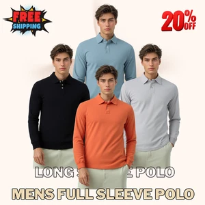 Herren Langarm Poloshirt Freizeit Oberteil Kragen Langarm Baumwolle Piqué T-Shirt - Bild 1 von 46