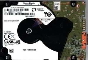 WD20SDRW-11VUUS0 S/N: WXH2E WESTERN DIGITAL 2TB THAILAND JUL 2021 - Afbeelding 1 van 1