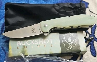 Buckshot 🇨🇳 Knives PBB22CH D2 Tool Steel 2.75" Blade w/Jade Scales & Clip - Image 1 of 4