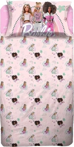 Barbie Komplettbett 3 tlg Bettwäsche oben+unter mit Ecken+Kissenbezug 100% Baumwolle - Bild 1 von 3
