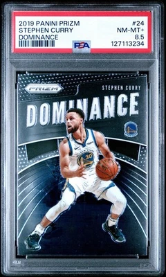 Panini Prizm Stephen Curry 2019-20 PSA 8,5 Dominance Insert Golden St Warriors Foto 1 de 2