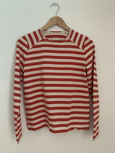 GANNI Long Sleeve Tee Organic Cotton Red White Stripe Sz M Prep Classic Coastal - Picture 1 of 8