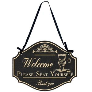Insegna in metallo Please Seat Yourself Welcome, decorazione artistica da parete bagno - 12,2 x 9,5 (in) - Foto 1 di 7