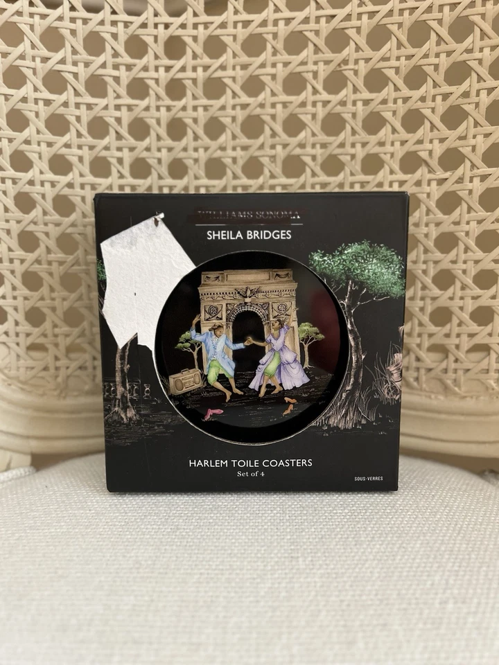 Williams Sonoma x Sheila Bridges Harlem Toile Coasters (4) 全新无标签 开箱 阅读 — 第 1/4 张图片