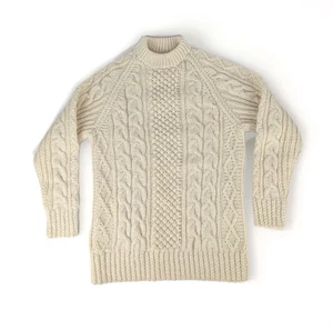 Vintage Herren M Brooks Brothers Creme Irish Wool Fisherman Pullover Heavy Knit - Bild 1 von 10