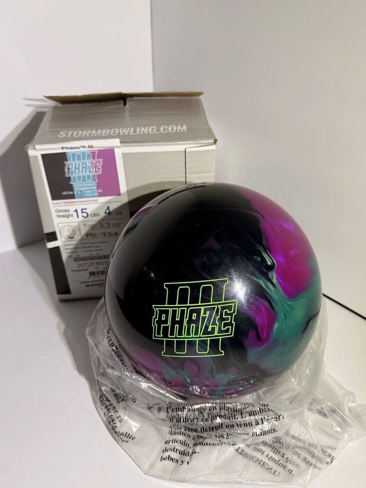 15 lb STORM PHAZE 3 BOWLING BALL - NEW IN BOX 3.-4 PIN 3.3 TOP **GEM** GRAPEVINE - Image 1 of 4