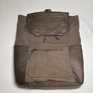 Americal Eagle Taupe Canvas Vegan Leather 17-inch Unisex Racksack Backpack NWT - Picture 1 of 15