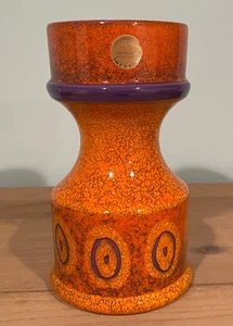 VINTAGE BELLINI VASE MID CENTURY MODERN ITALIAN POTTERY RETRO ORANGE LABEL 1960s - Picture 1 of 12