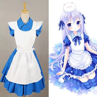 Avental feminino fantasia cosplay vestido empregada doméstica azul - Imagem 1 de 4