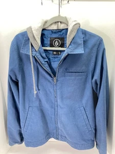 Volcom Hooded Jacket Mens S Blue Full Zip Drawstring Pockets Long Sleeve Classic - Picture 1 of 12