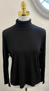 Eileen Fisher schwarz Langarm Seide Rollkragen Größe Medium klassisch minimalistisch - Bild 1 von 4