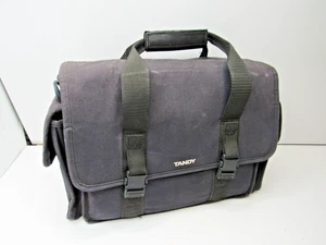 Vintage Tandy Laptop Bag Personal Computer Canvas Soft Case Black Pockets #UP - Imagen 1 de 9