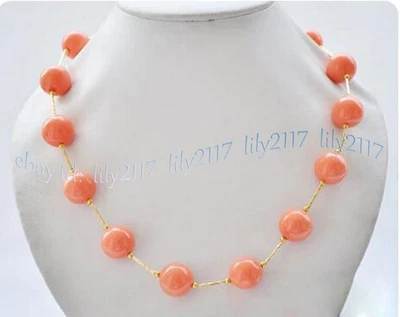 Collar de cuentas redondas de perlas con concha de mar del Sur naranja coral de 6-14 mm 14-36 pulgadas Foto 1 de 4