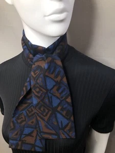 Cravat Handmade Slim Skinny Scarf Liberty Varuna Wool Blue Headband - Picture 1 of 10
