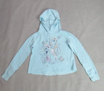 Sudadera con Capucha Justice Niñas Talla 12 Azul Dibujos Animados Congelados Pullover Logo Recortado Foto 1 de 4