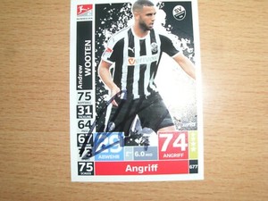 1 Match Attax Card 18/19 Andrew Wooten SV Sandhausen Signed 