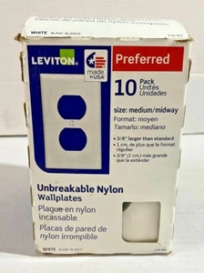 9 Pack Leviton Preferred Unbreakable Nylon Wallplates M56-PJ8-TM White(B) - Picture 1 of 4