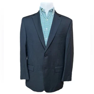 Michael Kors Mens Black Pinstripe Two Button Blazer Jacket Size 44R - Picture 1 of 16
