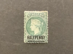 St. Helena 1893. Victoria. 1/2d on 6d Green. Overprinted 14.5mm. SG36. M/Mint. - Picture 1 of 2