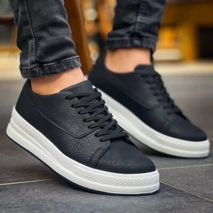 Chekich CH2401 Men's Sneakers, Leather Fashion Shoes Black - Picture 1 of 3