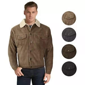 Men's Premium Classic Button Up Fur Lined Corduroy Sherpa Trucker Jacket - Picture 1 of 12