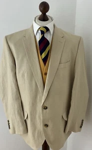 Samuel Windsor Mens 46R Blazer 100% Linen Jacket Beige Cruise Holiday Beach - Imagen 1 de 13