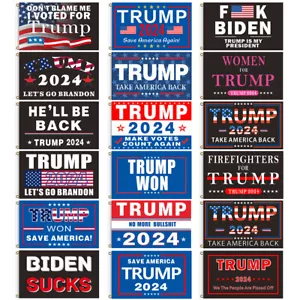 18 piezas/juego de fanáticos candidatos presidenciales de Trump 2024 respondieron a la bandera de 3 * 5 ft - Imagen 1 de 23