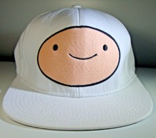 Adventure Time Finn Cartoon Network Black Embroidered Snapback Cap White Hat