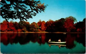 Hardy AR Greetings Boat Fisherman Fishing Fall Foliage Reflection postcard JP3 - Picture 1 of 2