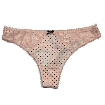 NUEVO CON ETIQUETAS VICTORIA'S SECRET Body By Victoria Tanga Talla S-M-L-XL Rosa Negro Satinado Encaje Foto 1 de 4