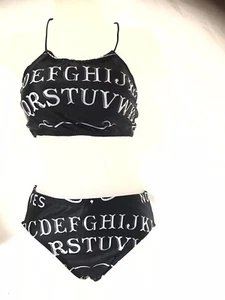 Costume da bagno gotico bikini Ouija Board nero nuovo senza etichette taglia S - Foto 1 di 6