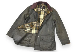 Women's Barbour Beadnell Classic Jacket Wax Green England Size 10 - Picture 1 of 21