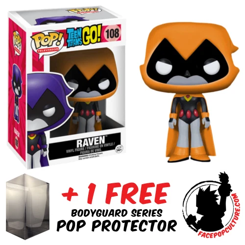 FUNKO POP VINIL TEEN TITANS GO RAVEN LARANJA #108 EXCLUSIVO + PROTETOR POP GRÁTIS - Imagem 1 de 1